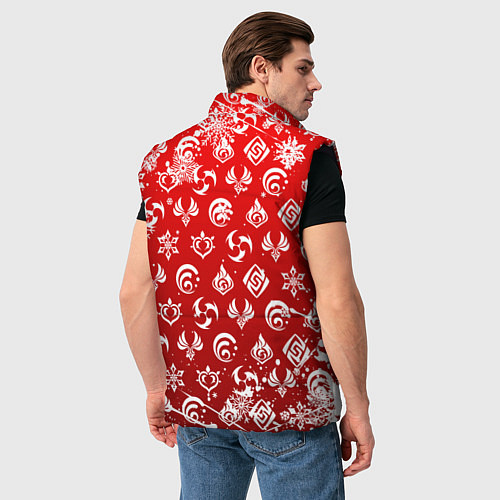 Мужской жилет НОВОГОДНИЕ СТИХИИ ГЕНШИН ИМПАКТ, НОВЫЙ ГОД / 3D-Черный – фото 4