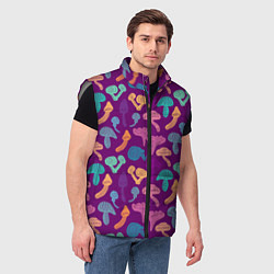 Мужской жилет Психоделические грибы паттерн, цвет: 3D-светло-серый — фото 2