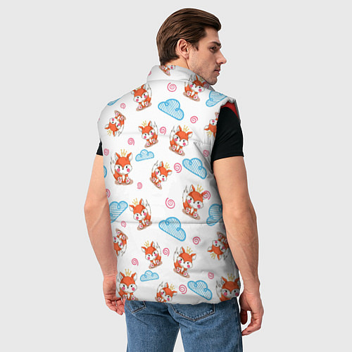 Мужской жилет Лисички и облачка / 3D-Красный – фото 4