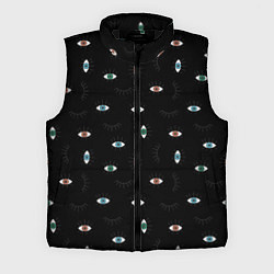 Мужской жилет Разноцветные глаза паттерн, цвет: 3D-черный