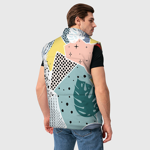 Мужской жилет Абстрактный узор с пальмовыми листами и геометрией / 3D-Красный – фото 4