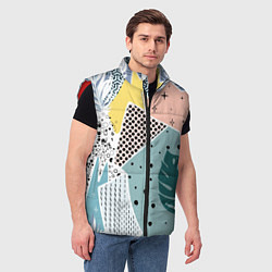 Мужской жилет Абстрактный узор с пальмовыми листами и геометрией, цвет: 3D-красный — фото 2