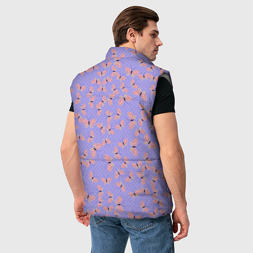 Мужской жилет Бабочки паттерн лиловый / 3D-Светло-серый – фото 4