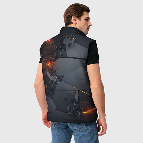 Мужской жилет НЕОНОВЫЙ ВЗРЫВ ПЛИТЫ, ОБЛОМКИ NEON EXPLOSION / 3D-Черный – фото 4