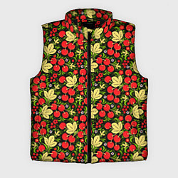 Мужской жилет Черешни хохлома, цвет: 3D-черный