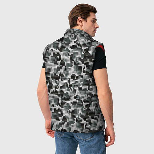 Мужской жилет Серый Вязаный Камуфляж / 3D-Красный – фото 4