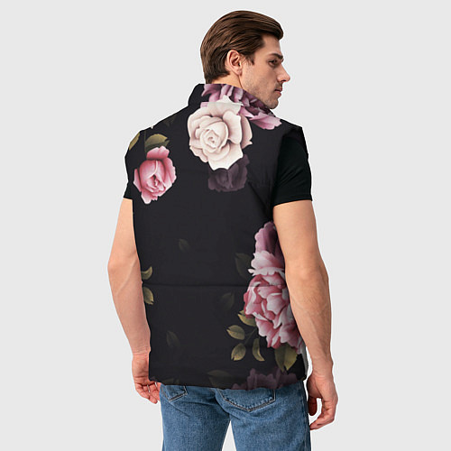 Мужской жилет РОЗЫ И ПИОНЫ / 3D-Черный – фото 4