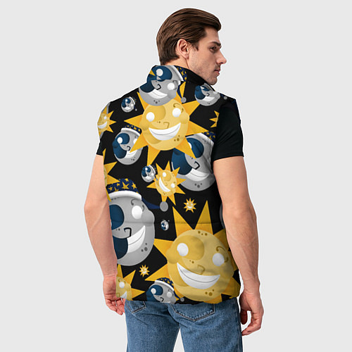 Мужской жилет Солнце и Луна из FNAF Security Breach Паттерн / 3D-Черный – фото 4