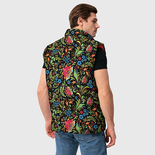 Мужской жилет Цветочный Узор хохлома / 3D-Красный – фото 4