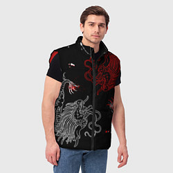 Мужской жилет Китайский дракон Красно - Белый, цвет: 3D-красный — фото 2