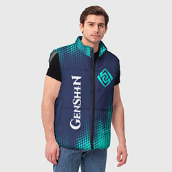 Мужской жилет GENSHIN IMPACT - ГЕО Абстракция, цвет: 3D-светло-серый — фото 2