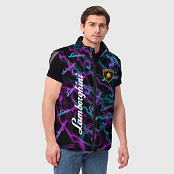 Мужской жилет Lamborghini Неоновые молнии, цвет: 3D-светло-серый — фото 2