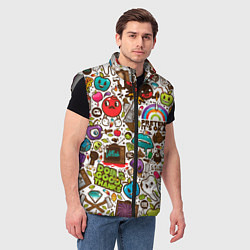 Мужской жилет Смайл рисунки - арт, цвет: 3D-светло-серый — фото 2