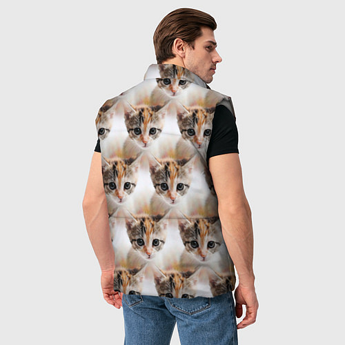 Мужской жилет Маленький котенок паттерн / 3D-Светло-серый – фото 4