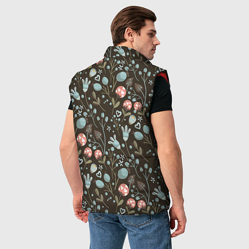 Мужской жилет Цветы и ягоды паттерн / 3D-Красный – фото 4