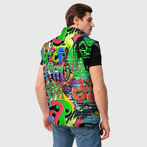 Мужской жилет Граффити с черепами / 3D-Светло-серый – фото 4