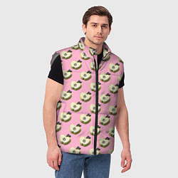 Мужской жилет Яблочные дольки на розовом фоне с эффектом 3D, цвет: 3D-светло-серый — фото 2