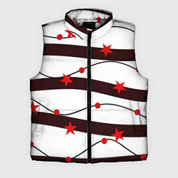 Мужской жилет Красные Звезды На Волнах, цвет: 3D-светло-серый