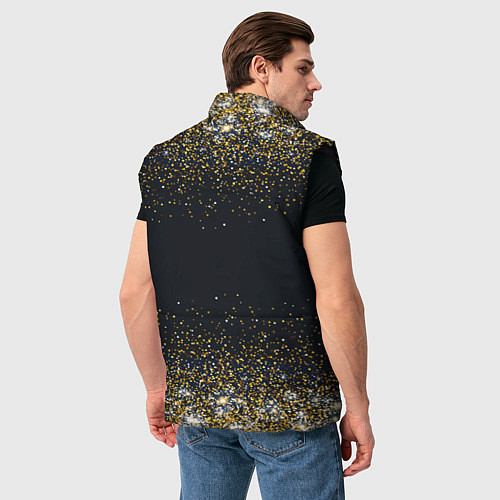 Мужской жилет Золотые блестки на темном фоне Сияющий глиттер, бл / 3D-Черный – фото 4