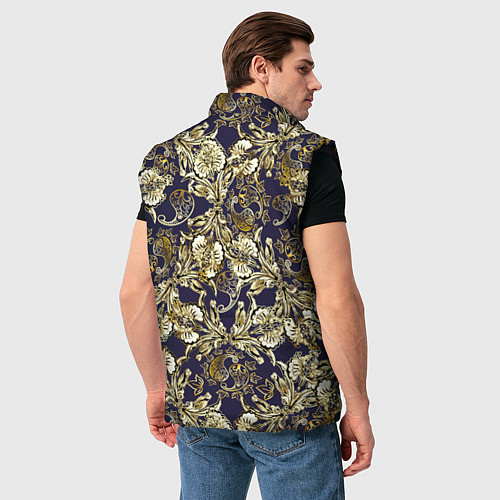 Мужской жилет Узоры и листья / 3D-Черный – фото 4