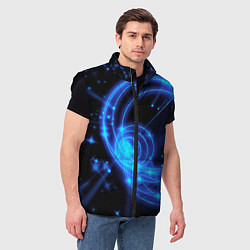 Мужской жилет Неоновый космос Neon space, цвет: 3D-черный — фото 2