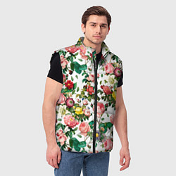 Мужской жилет Узор из летних роз Summer Roses Pattern, цвет: 3D-черный — фото 2
