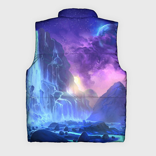 Мужской жилет Фантастический пейзаж Водопад Неон / 3D-Светло-серый – фото 2