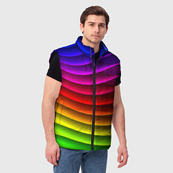 Мужской жилет Color line neon pattern Abstraction Summer 2023, цвет: 3D-черный — фото 2