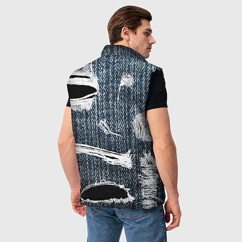 Мужской жилет Джинсовое рваньё Fashion trend / 3D-Черный – фото 4