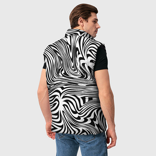 Мужской жилет Сумасшедшая зебра Абстрактный узор с извилистыми л / 3D-Черный – фото 4
