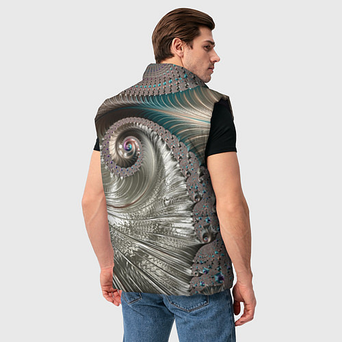 Мужской жилет Fractal pattern Spiral Серебристый фрактал спираль / 3D-Черный – фото 4