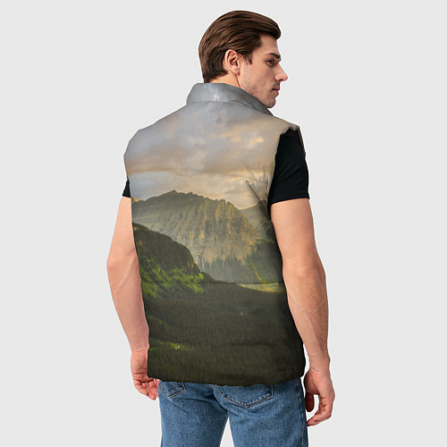 Мужской жилет Горы, лес, небо / 3D-Черный – фото 4