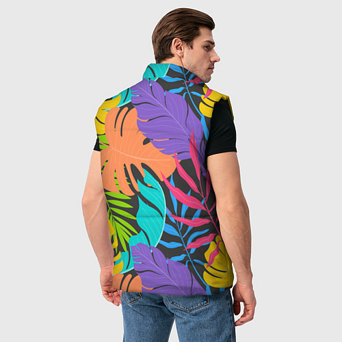 Мужской жилет Тропические экзотические листья / 3D-Черный – фото 4