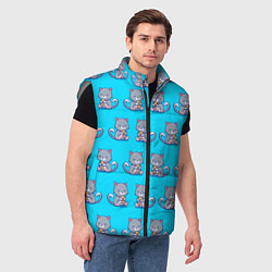 Мужской жилет Милые котики паттерн, цвет: 3D-светло-серый — фото 2