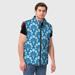 Мужской жилет Векторные белые цветы, цвет: 3D-красный — фото 2