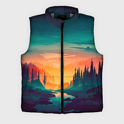 Мужской жилет Лес на закате природа, цвет: 3D-светло-серый