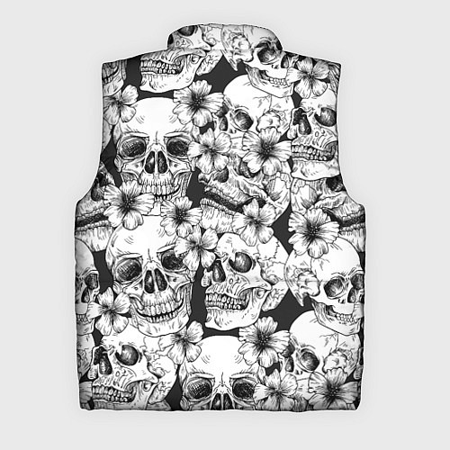 Мужской жилет Чёрно белые черепа и маки / 3D-Светло-серый – фото 2