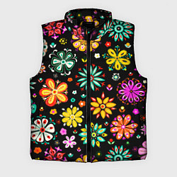 Мужской жилет MULTICOLORED FLOWERS, цвет: 3D-черный
