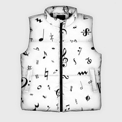Мужской жилет Нотные Знаки Черные на Белом, цвет: 3D-черный