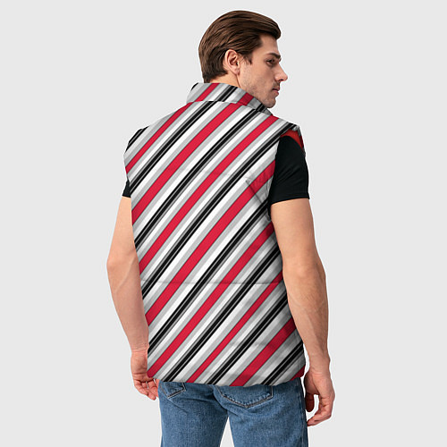 Мужской жилет Красно-серый полосатый узор / 3D-Красный – фото 4