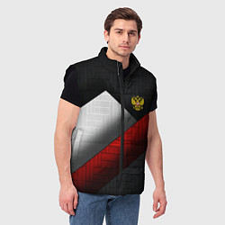 Мужской жилет Россия Спорт Текстура Плиты, цвет: 3D-черный — фото 2