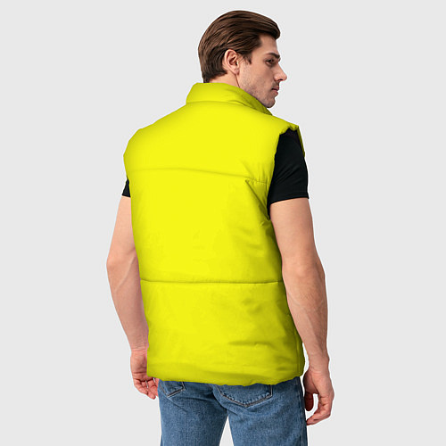 Мужской жилет Однотонный неоновый лимонный желтый тон / 3D-Черный – фото 4
