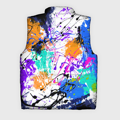 Мужской жилет Брызги и мазки разноцветных красок на белом фоне / 3D-Светло-серый – фото 2