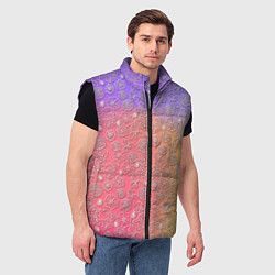 Мужской жилет Белые цветы на цветном фоне, цвет: 3D-черный — фото 2