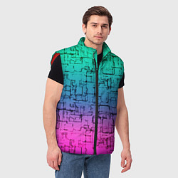 Мужской жилет Абстрактный узор на розово-бирюзовом градиентном ф, цвет: 3D-красный — фото 2