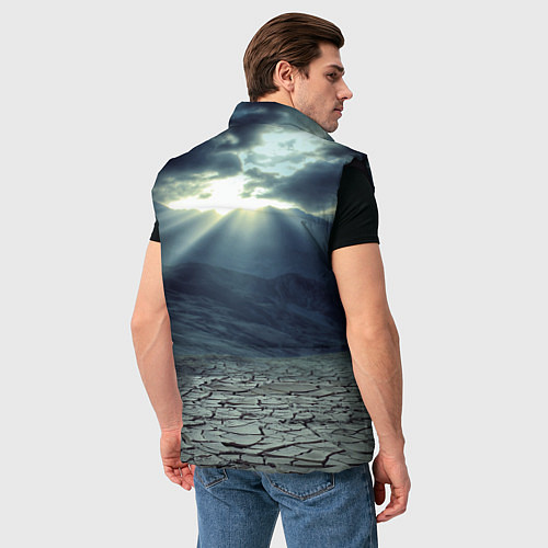 Мужской жилет Трещины на земле пустыня / 3D-Черный – фото 4