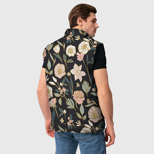 Мужской жилет Цветы Астры На Чёрном Фоне / 3D-Черный – фото 4