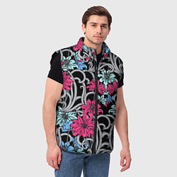 Мужской жилет Цветочный летний паттерн Fashion trend, цвет: 3D-черный — фото 2