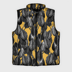 Мужской жилет Летние Листья На Оранжевом Цвете, цвет: 3D-черный