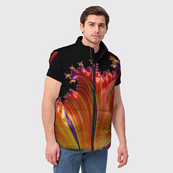 Мужской жилет Фрактал перо жар-птицы Абстракция, цвет: 3D-красный — фото 2